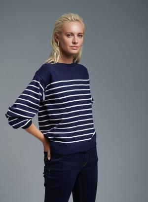 Blue-White Sweater with stripes Finery - 36099