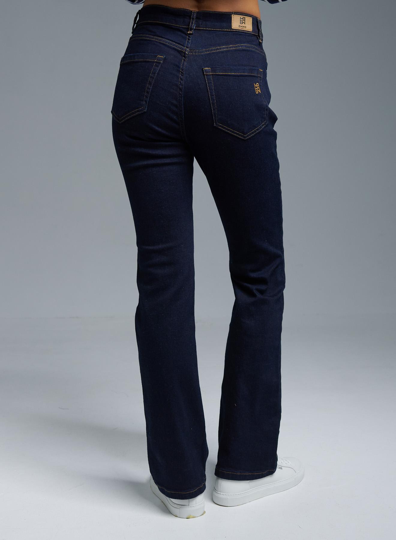 Navy Blue Five-pocket jeans in stretch cotton with a slim flare line Emme Marella - 4