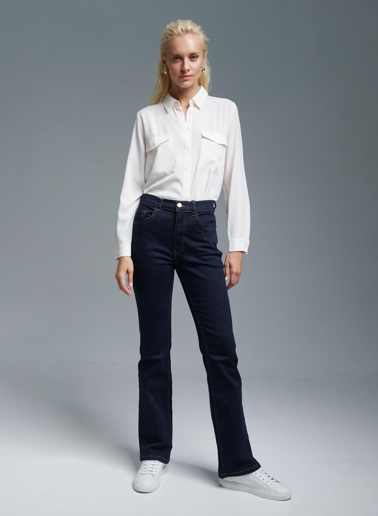 Navy Blue Five-pocket jeans in stretch cotton with a slim flare line Emme Marella - 1