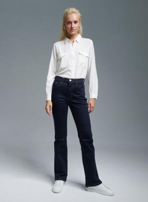 Navy Blue Five-pocket jeans in stretch cotton with a slim flare line Emme Marella - 36118