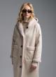 Ecru reversible Coat Mouton-Teddy with hood Emme Marella-5