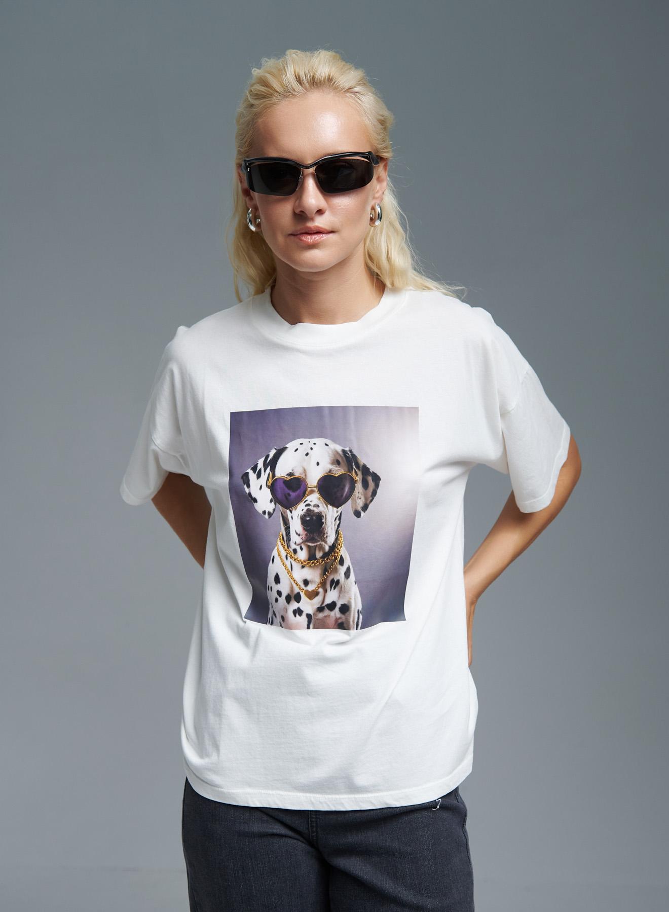 White cotton T-shirt with print Vicolo - 4