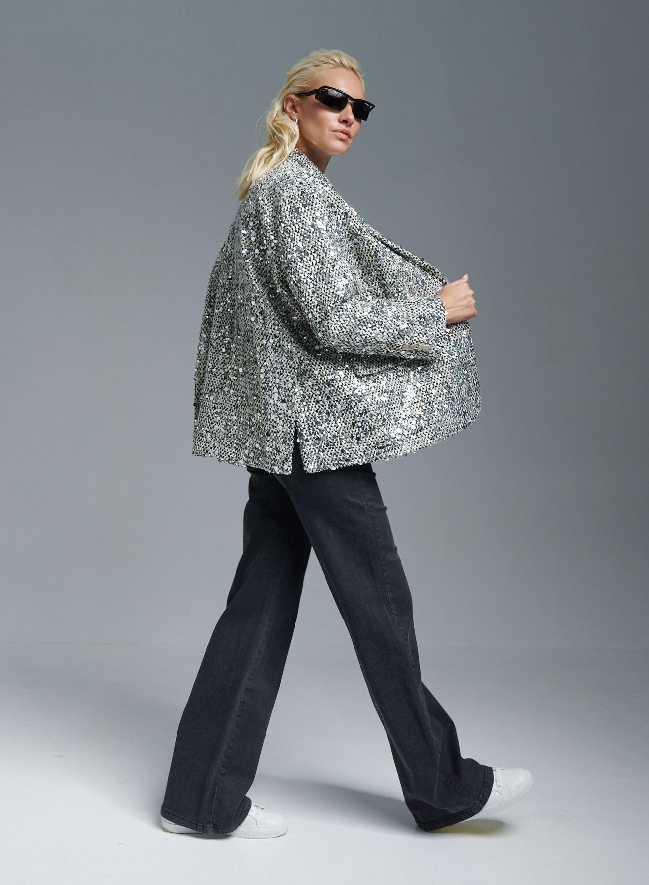 Grey oversized boucle Jacket with sequins Vicolo - 1