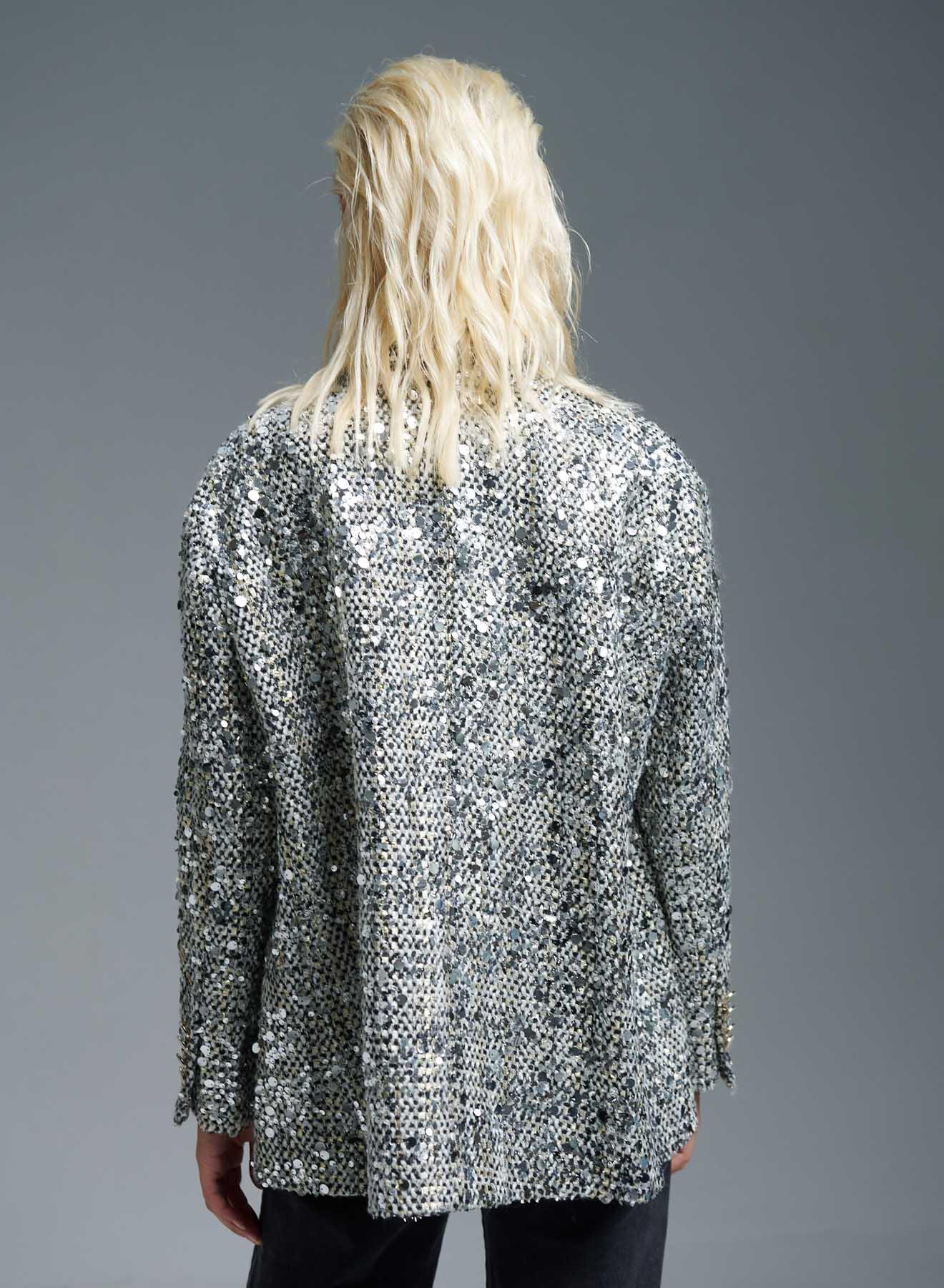 Grey oversized boucle Jacket with sequins Vicolo - 4