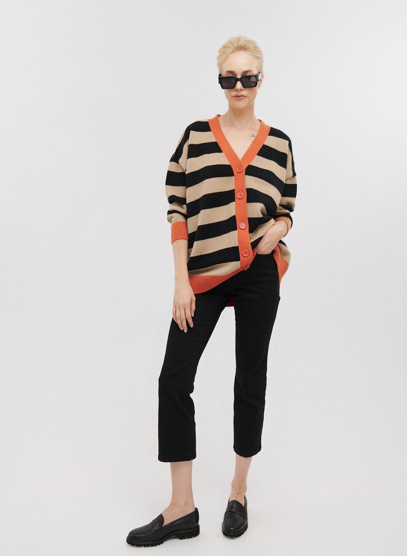 V-neck striped cardigan - 1