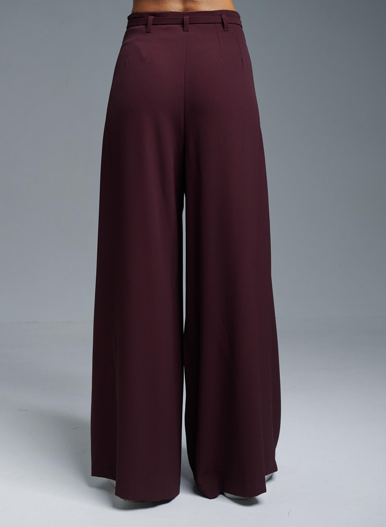 Bordeaux Wide legs palazzo Trousers with belt and pleats Imperial - 5