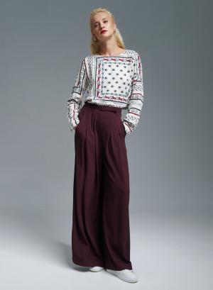 Bordeaux Wide legs palazzo Trousers with belt and pleats Imperial - 36272