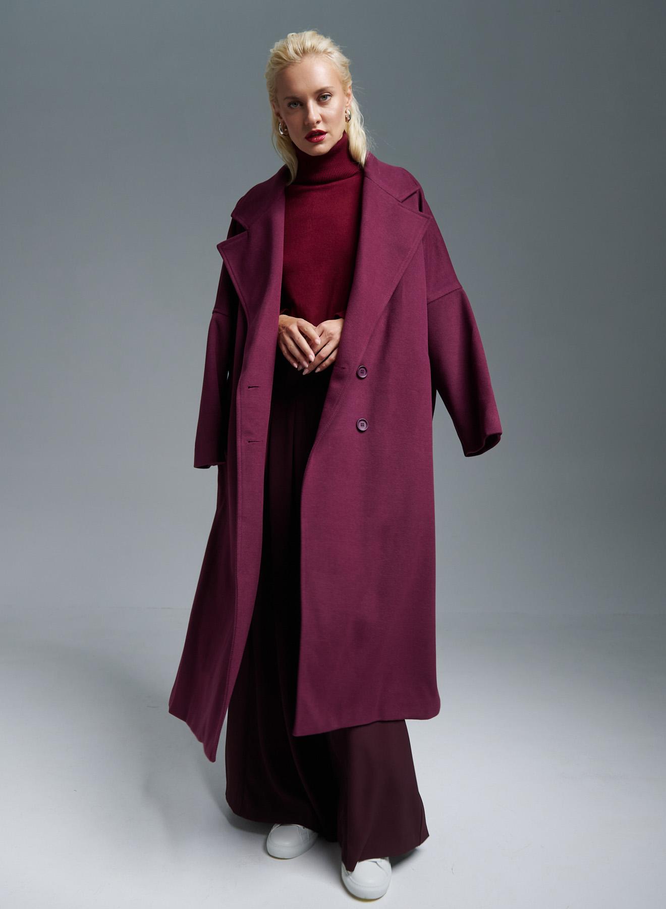 Bordeaux double breasted Coat with wide lapels Imperial - 3