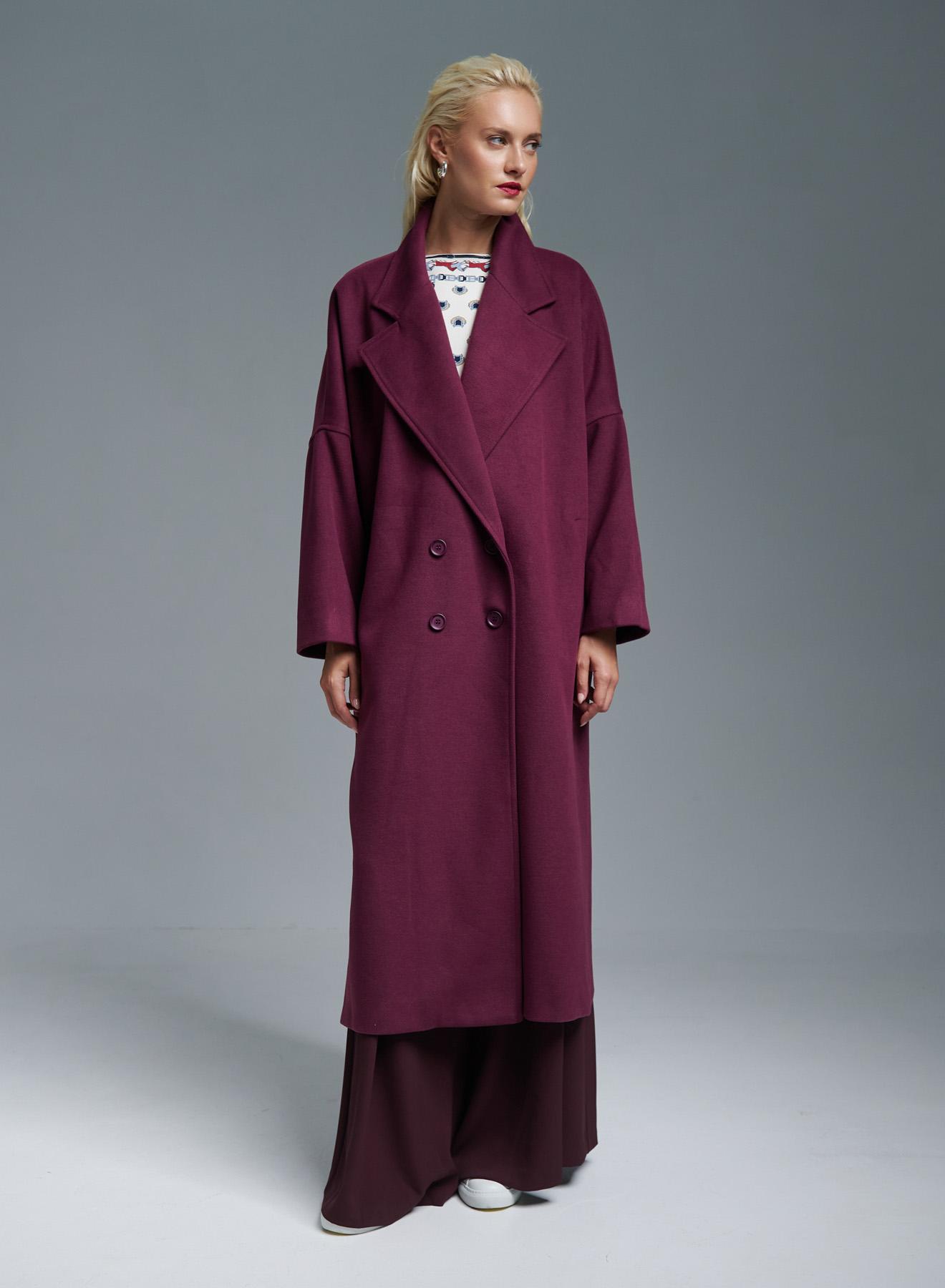 Bordeaux double breasted Coat with wide lapels Imperial - 1