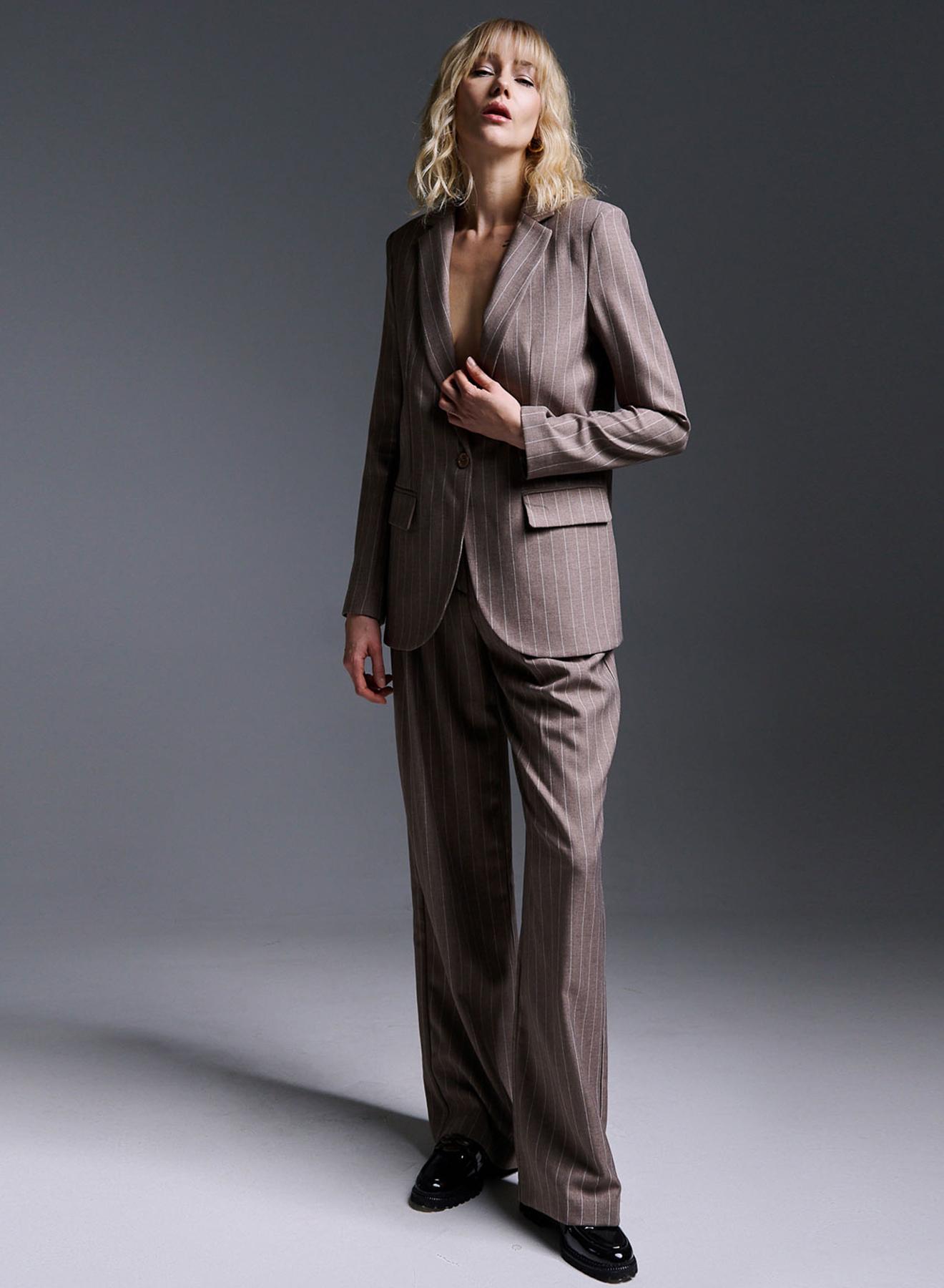 Wide legs pants with pleats and stripes - 1