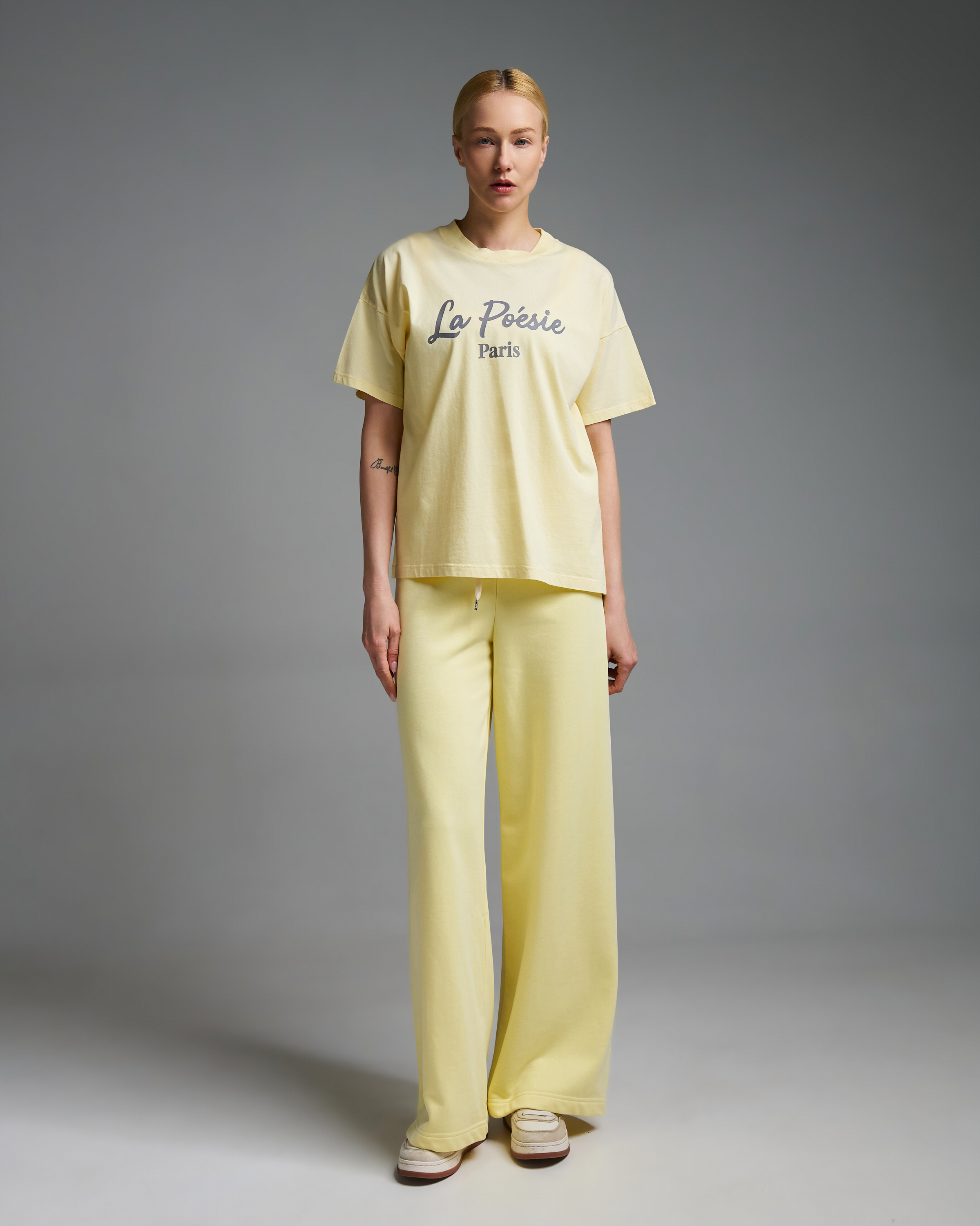 Κίτρινο βαμβακερό T-Shirt με τύπωμα Vicolo - 1