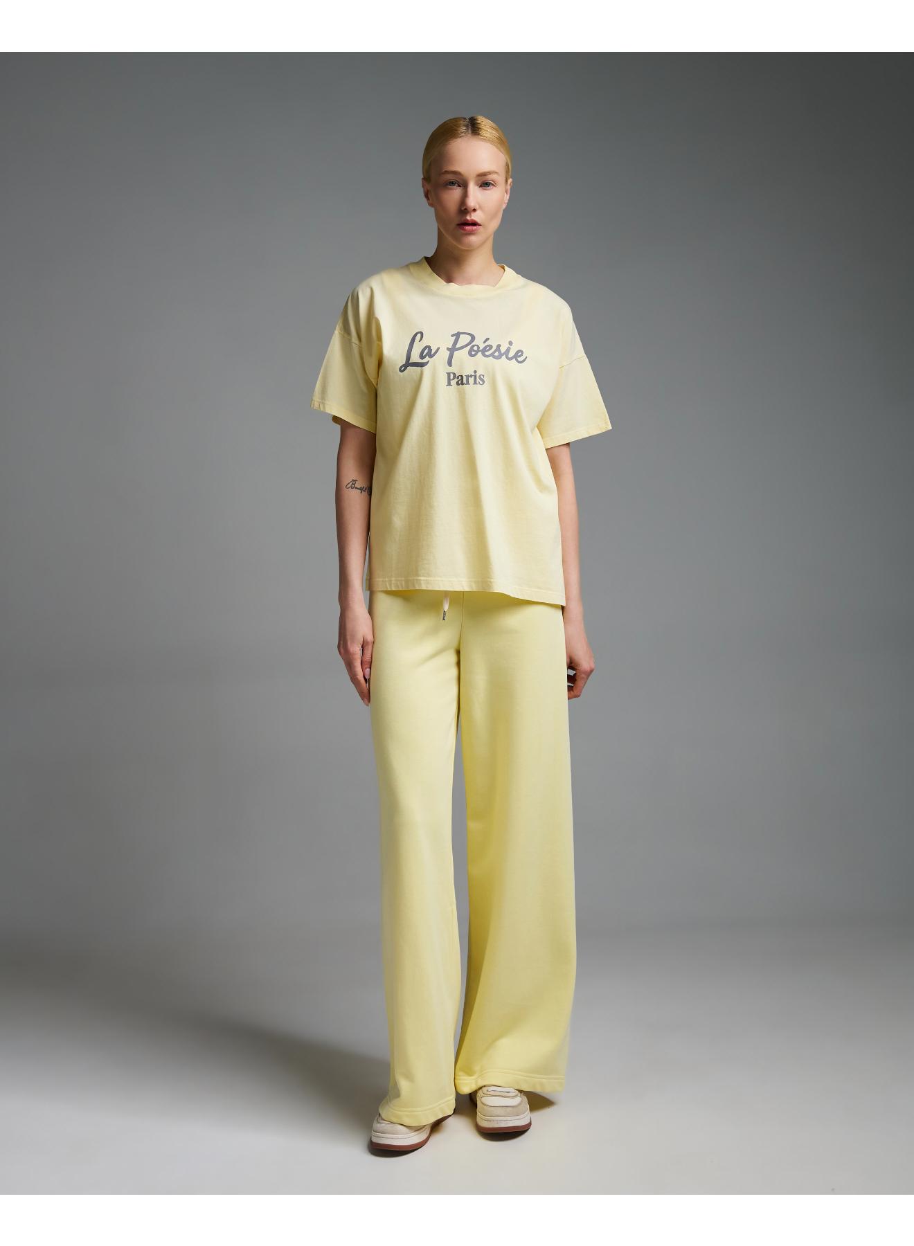 Κίτρινο βαμβακερό T-Shirt με τύπωμα Vicolo - 2