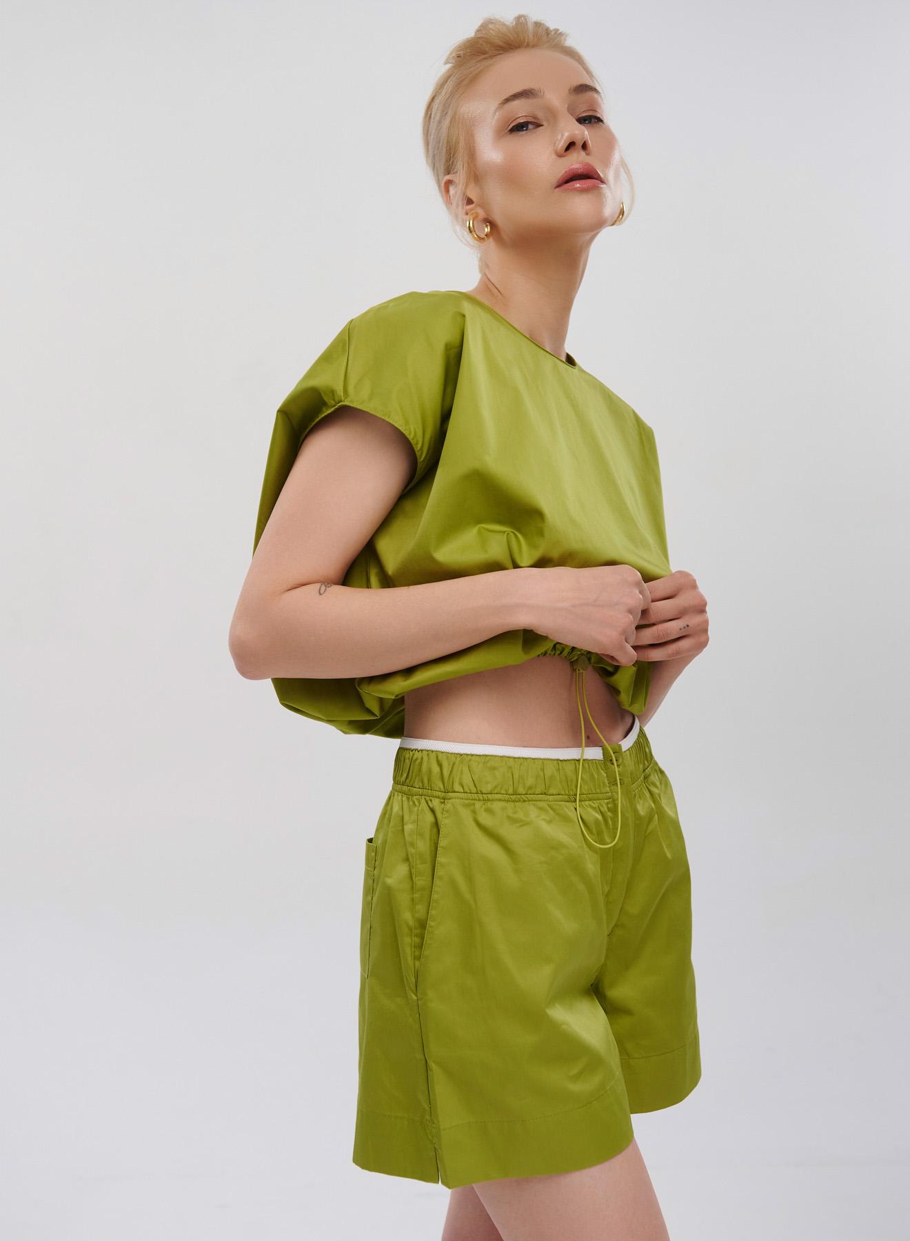 Green crop top poplin Blouse "IANTHI" Devotion Twins - 2