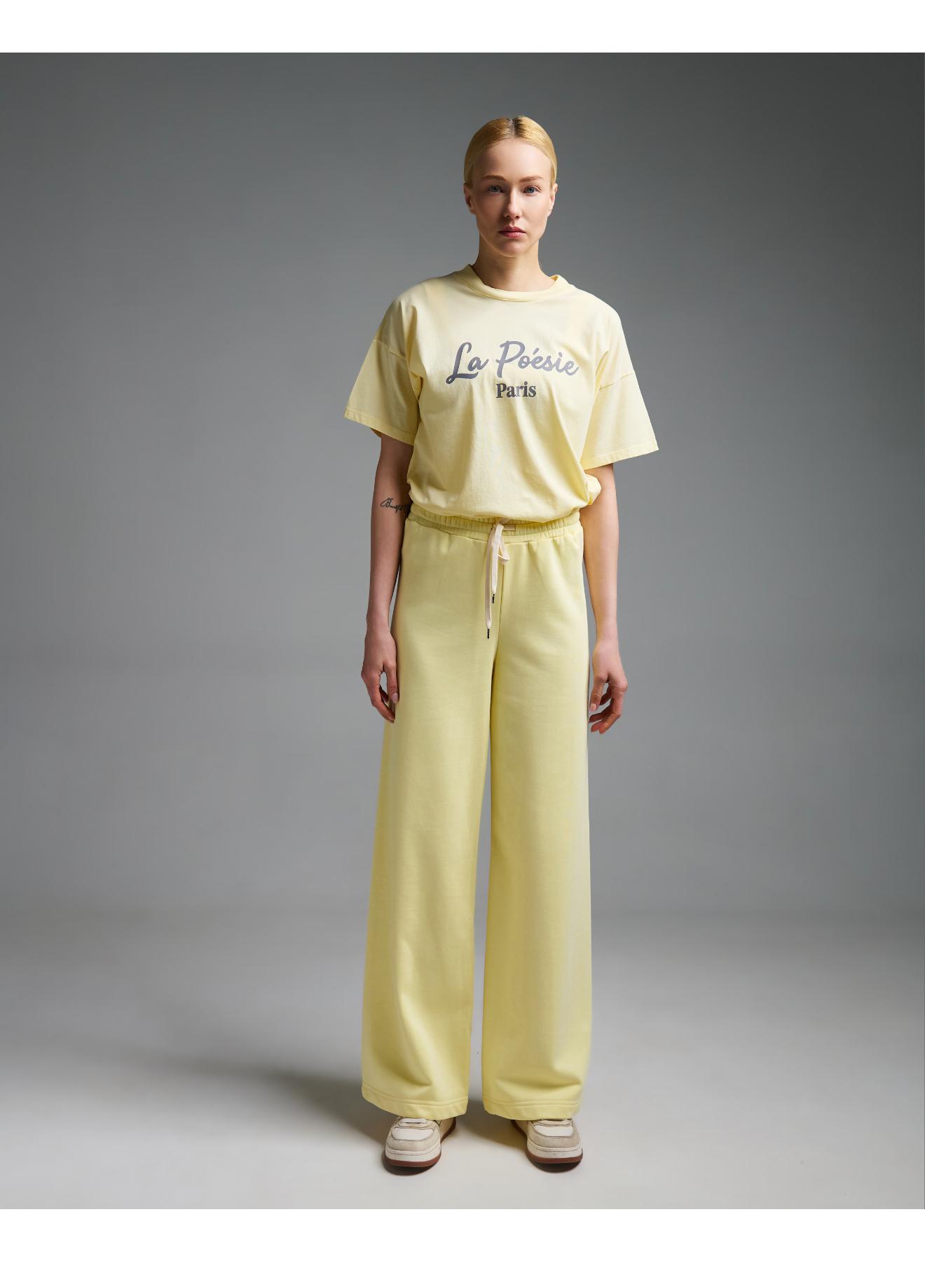 Κίτρινο βαμβακερό T-Shirt με τύπωμα Vicolo - 4