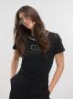 Μαύρο βαμβακερό T-Shirt με κρύσταλλα και παγιέτες Lara - 0