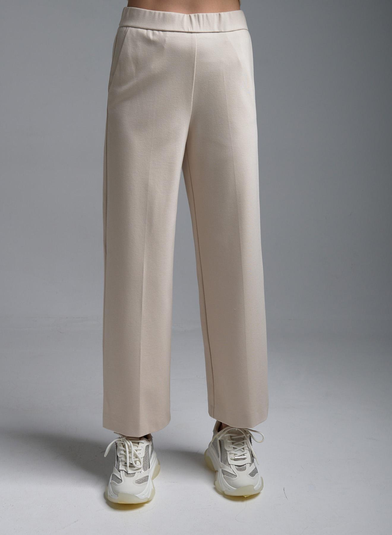 Ecru cropped Trousers with elasticated waist Emme Marella - 3