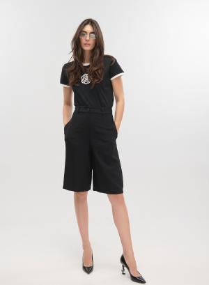 Μαύρο-Λευκό βαμβακερό T-Shirt με παγιέτες Lara - 41782
