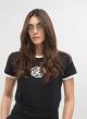 Μαύρο-Λευκό βαμβακερό T-Shirt με παγιέτες Lara - 1