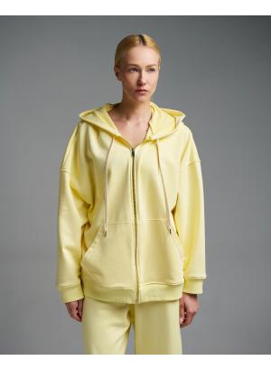 Yellow hooded Cardigan Sweatshirt with zipper Vicolo - 55628