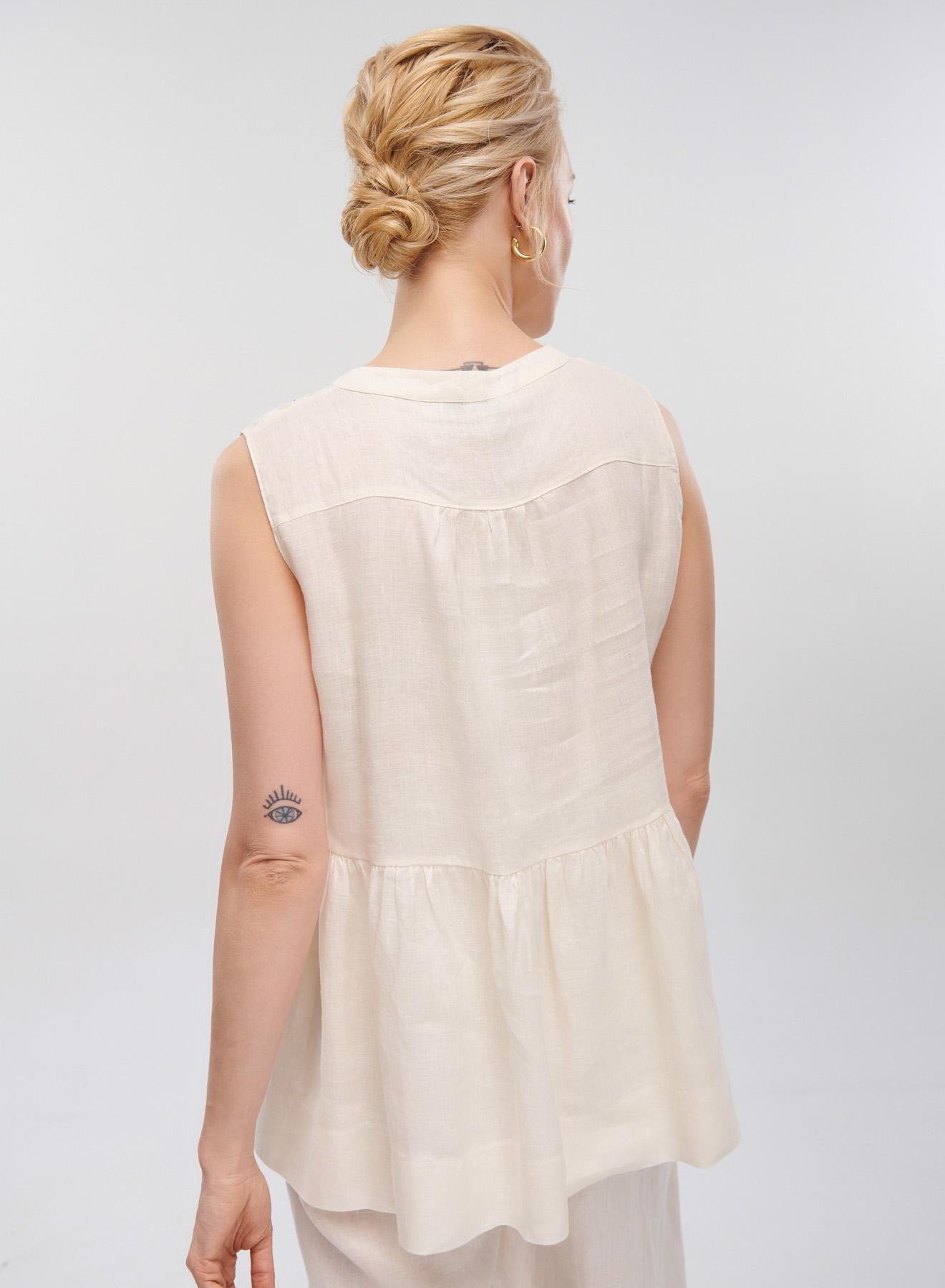 Ecru sleeveless Linen stich Top "ANTHEMIS" Devotion Twins - 5