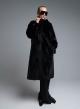 Black reversible Coat, Mouton-eco Fur, with hood Emme Marella-6