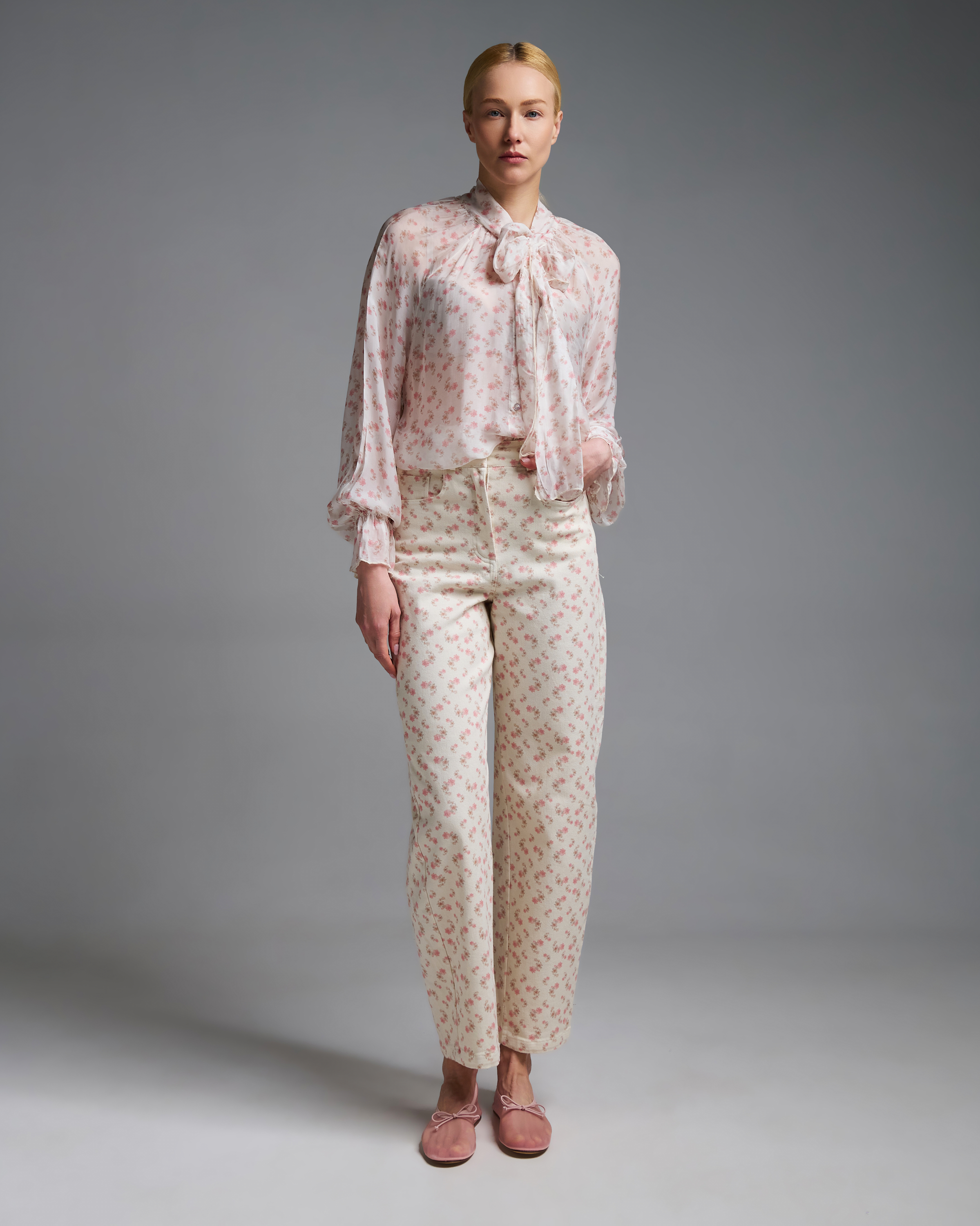 Floral Shirt with a tie collar Vicolo - 3