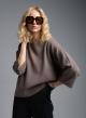 Taupe lose fit Sweater with three-quarters sleeves and round neckline Luxe - 0