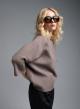 Taupe lose fit Sweater with three-quarters sleeves and round neckline Luxe - 3