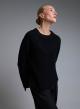 Black Sweater with round neckline and with side slits See - 1