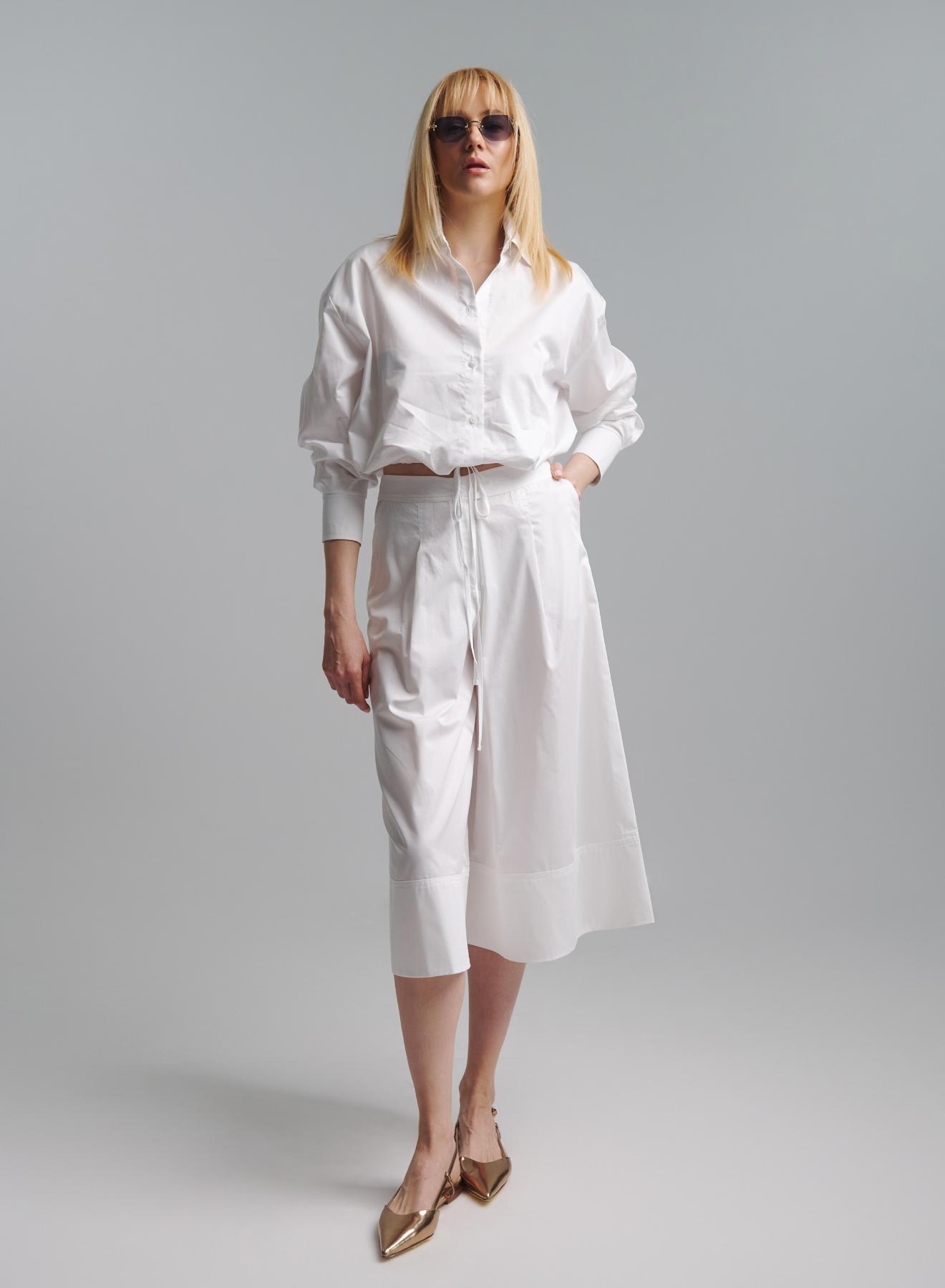 White poplin Zip Culotte with pleat  "NIROMAI" Devotion Twins - 1