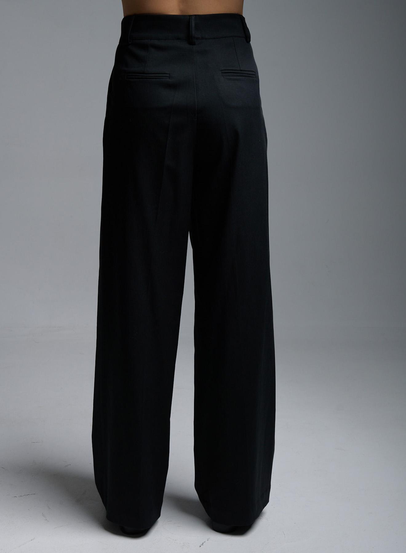 Black wide legs Trousers with single pleat "DIAGRAM" Devotion Twins - 3