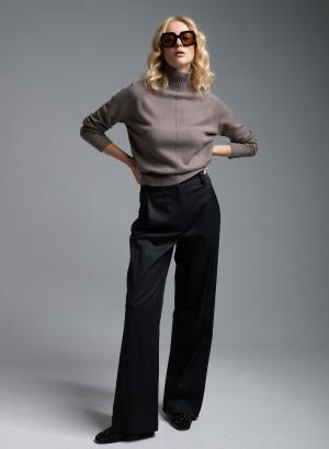 Black wide legs Trousers with single pleat "DIAGRAM" Devotion Twins - 37006