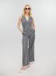Grey-Blue striped, straight fit Trousers with rhinestones Vicolo - 0