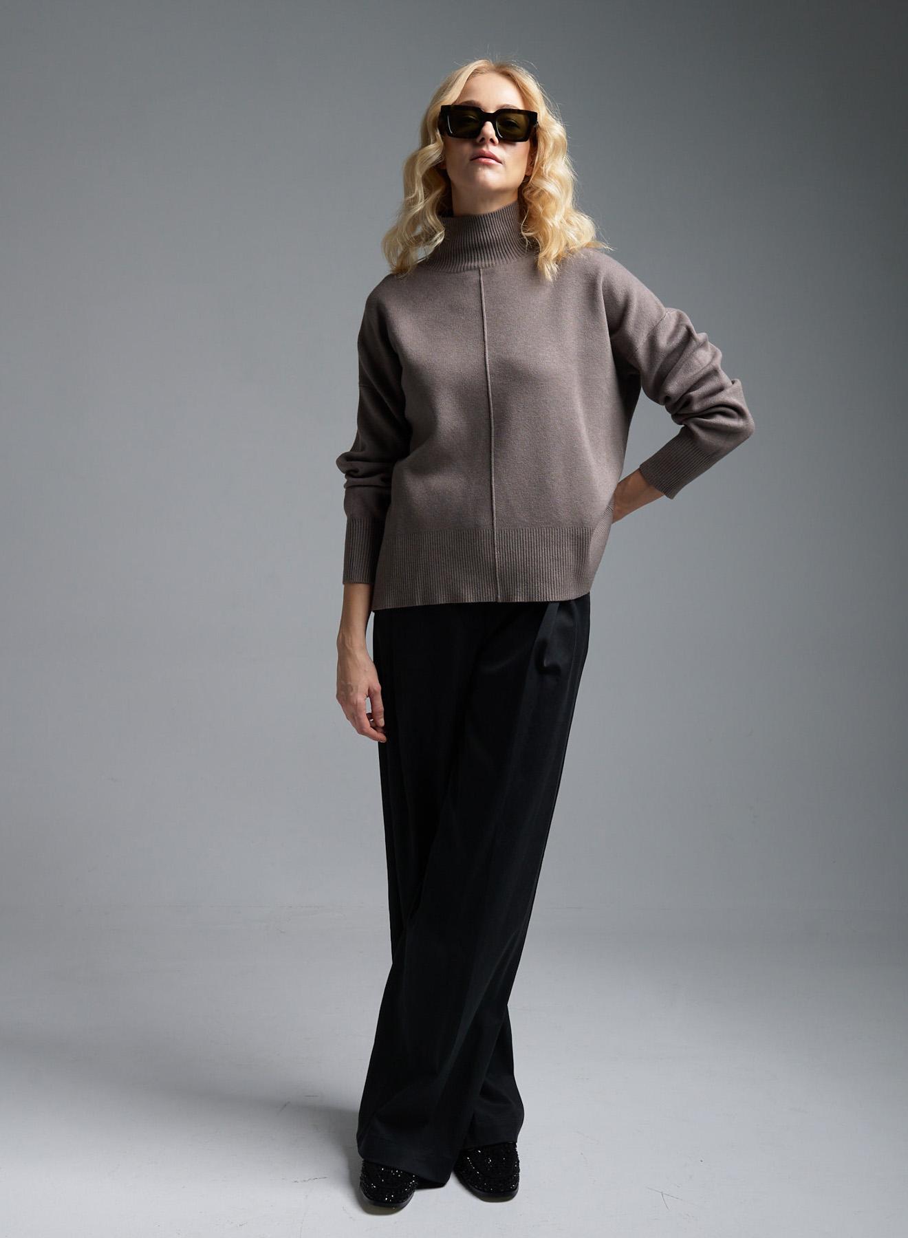 Taupe straight fit turtleneck Sweater Luxe - 5