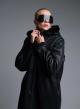 Black reversible Coat, Mouton-eco Fur, with hood Emme Marella-9