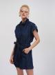 Dark Blue short Denim Jumpsuit with same fabric belt Milla - 0