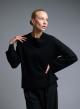 Black Sweater with round neckline and with side slits See - 2