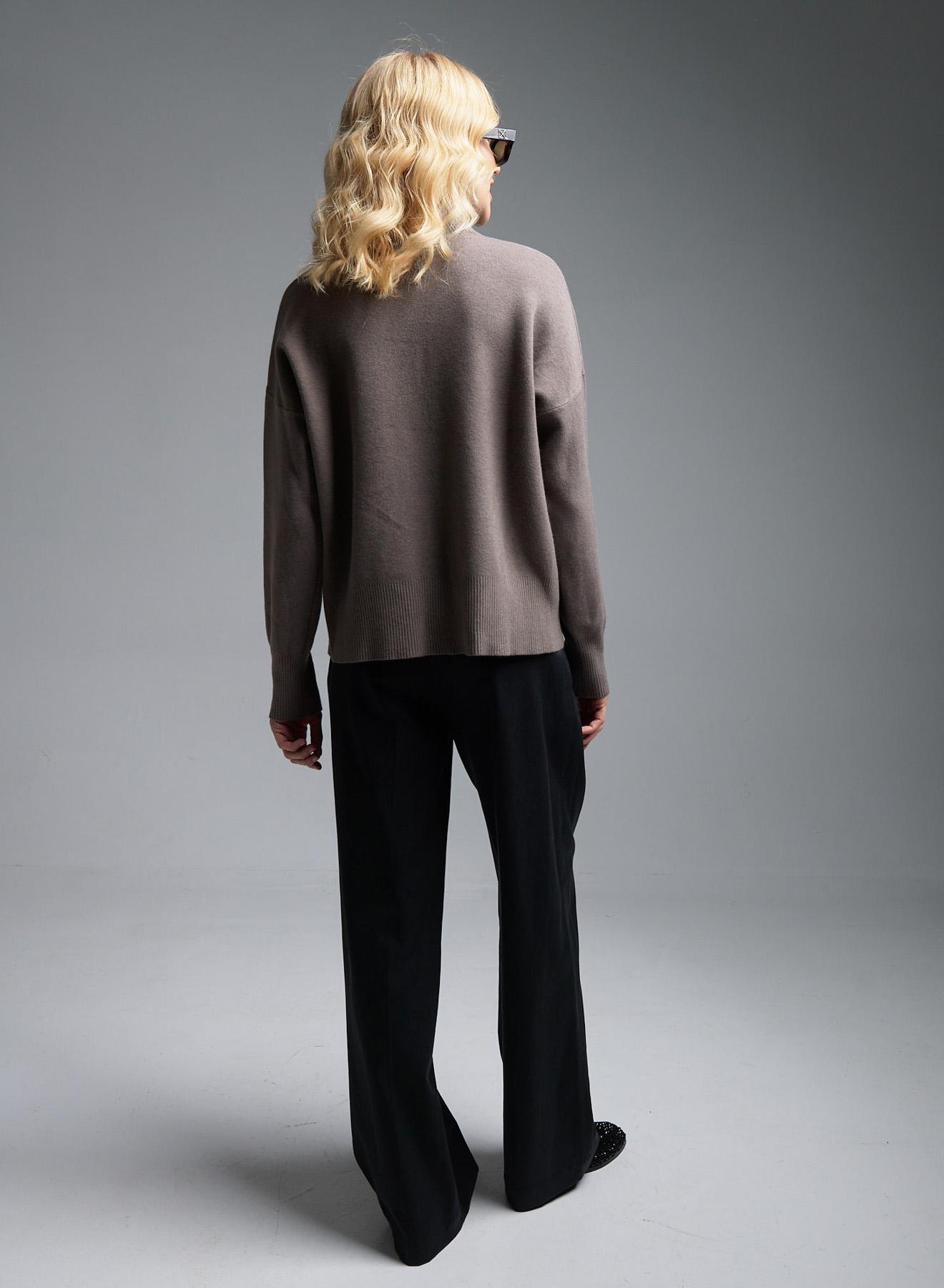 Taupe straight fit turtleneck Sweater Luxe - 4