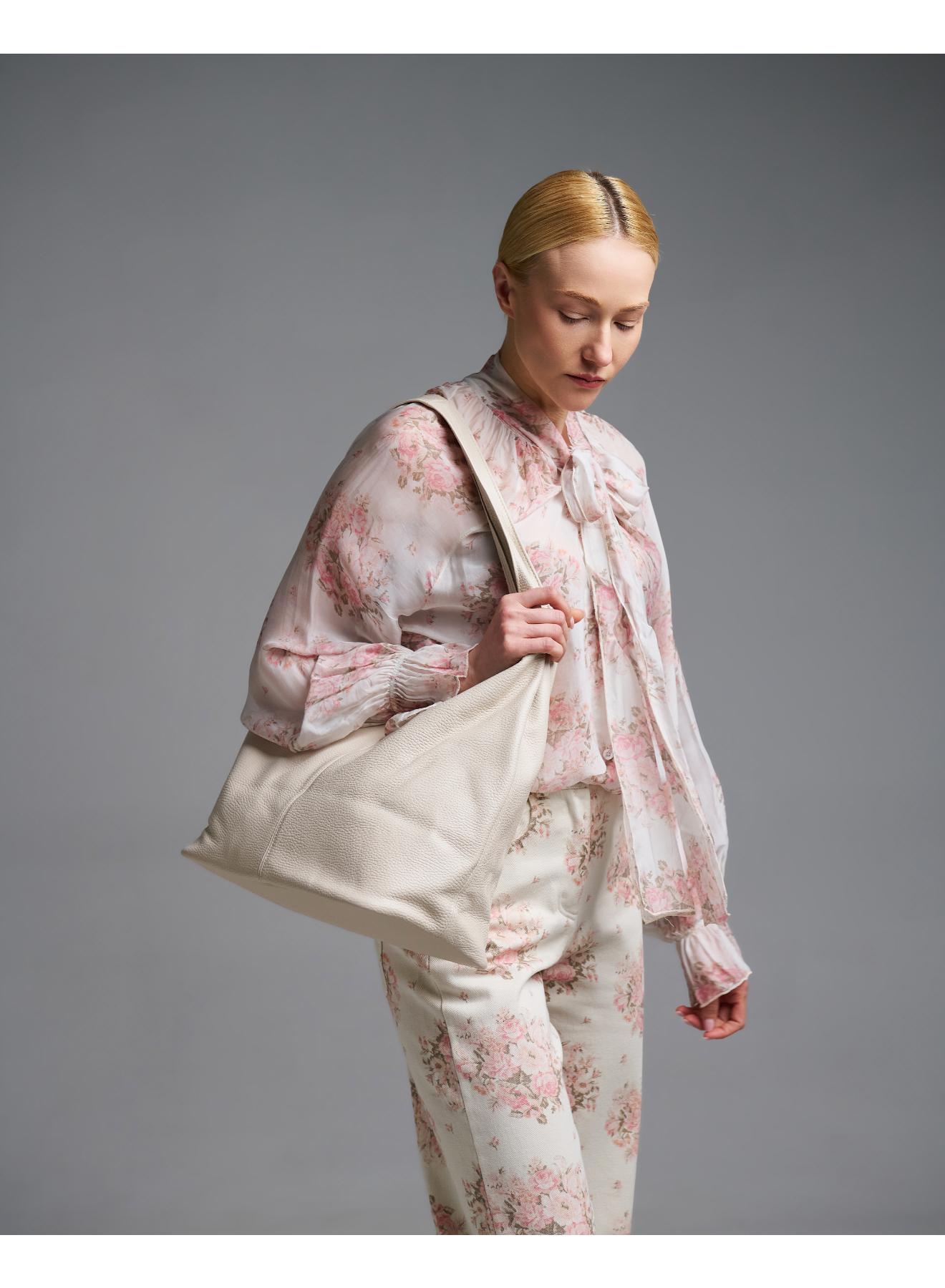 Ecru leather shoulder Bag Lea Lab - 2