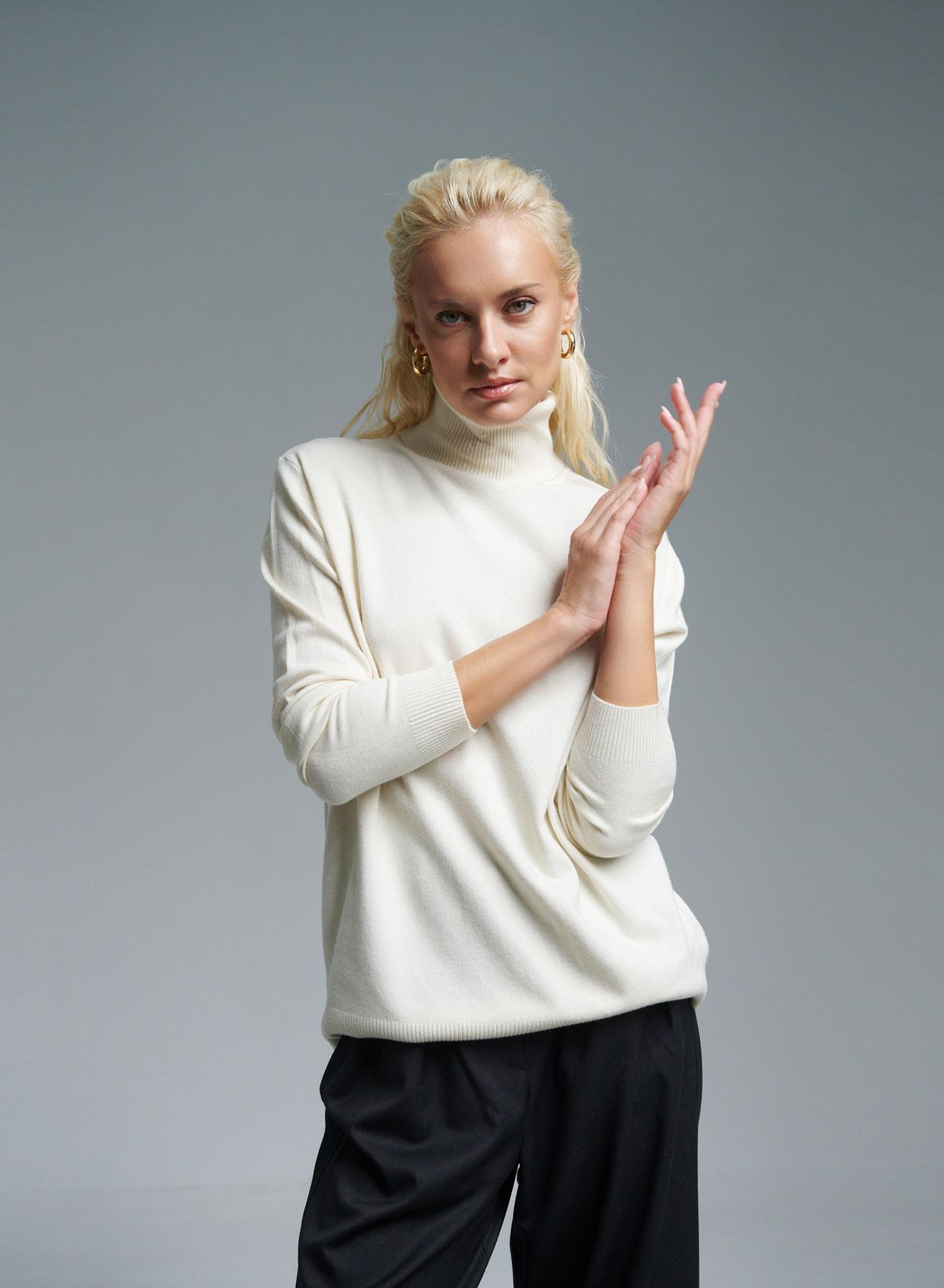 Ecru turtleneck sweater Melany - 1