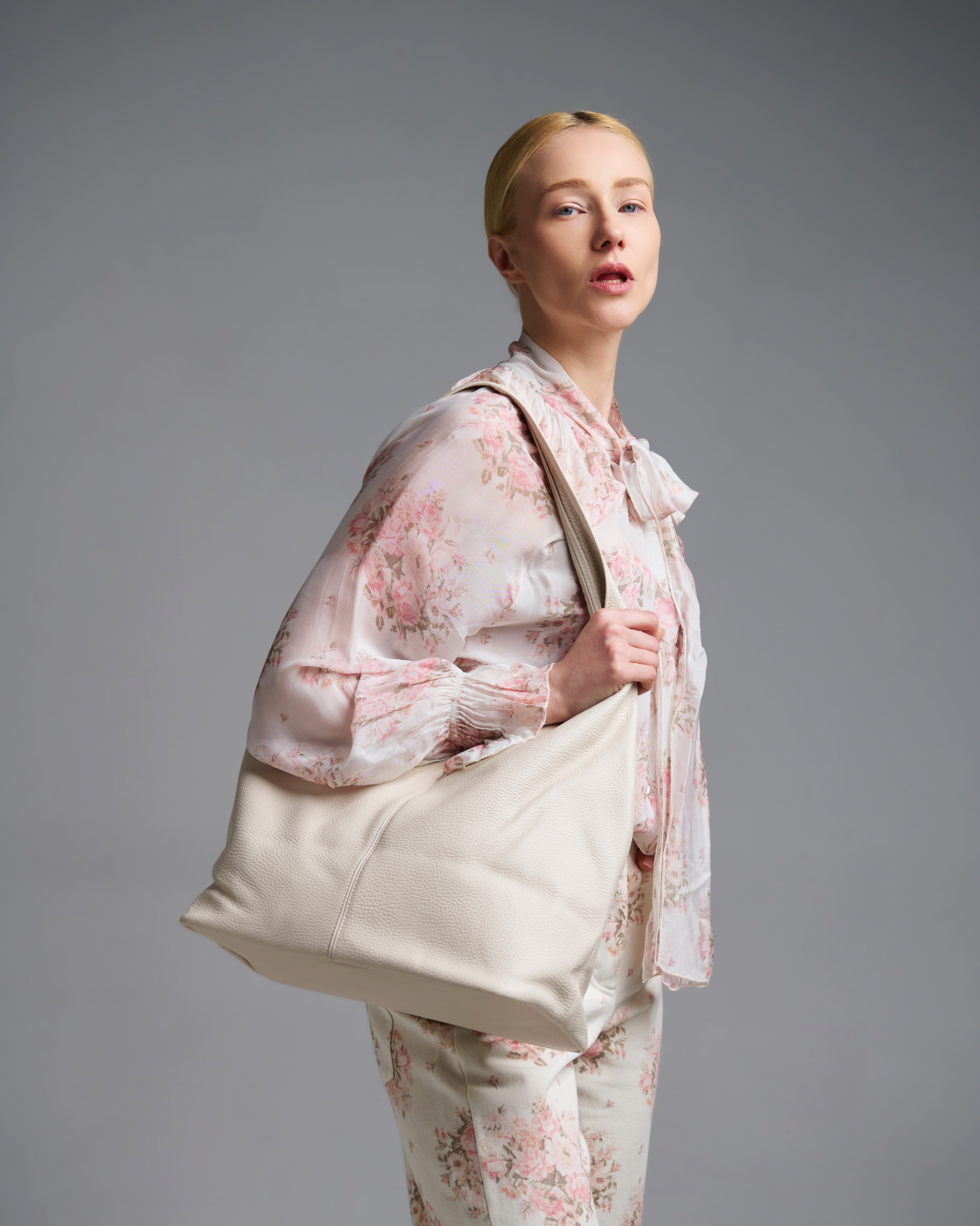 Ecru leather shoulder Bag Lea Lab - 2