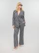 Grey-Blue striped, straight fit Trousers with rhinestones Vicolo - 2