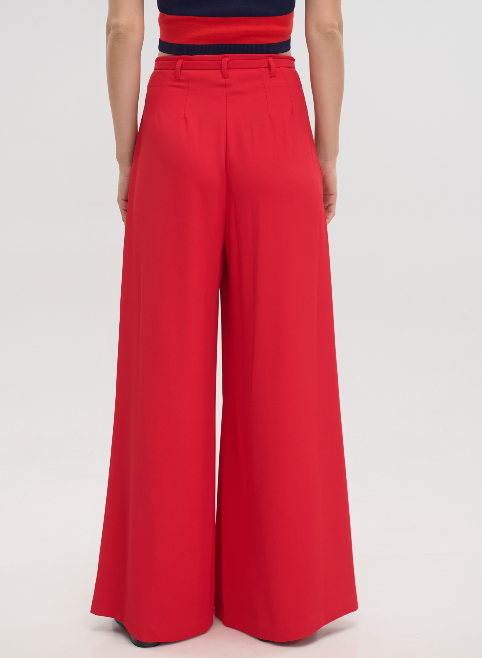 Red Wide legs palazzo Trousers with belt and pleats Imperial - 4