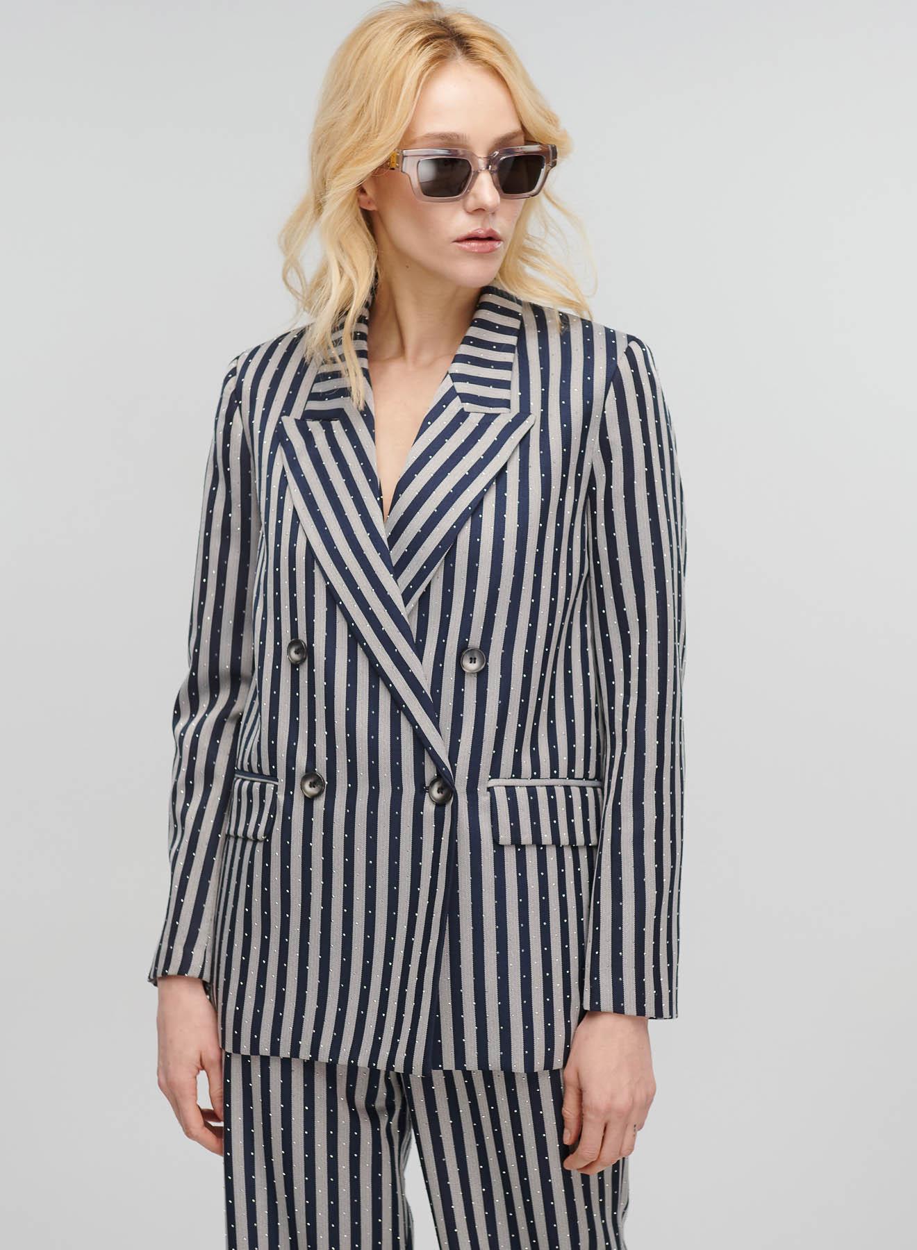 Grey-Blue striped, double breasted Jacket with rhinestones Vicolo - 1