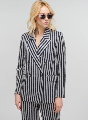 Grey-Blue striped, double breasted Jacket with rhinestones Vicolo - 30368
