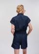 Dark Blue short Denim Jumpsuit with same fabric belt Milla - 2