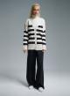 Ecru-Black Cardigan with stripes Finery - 2