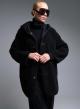 Black reversible Overcoat Mouton-Eco Fur with hood Emme Marella - 0