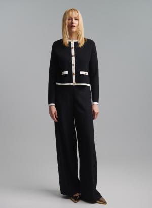 Black-Ecru Knitted Cardigan with golden buttons Lara - 44830