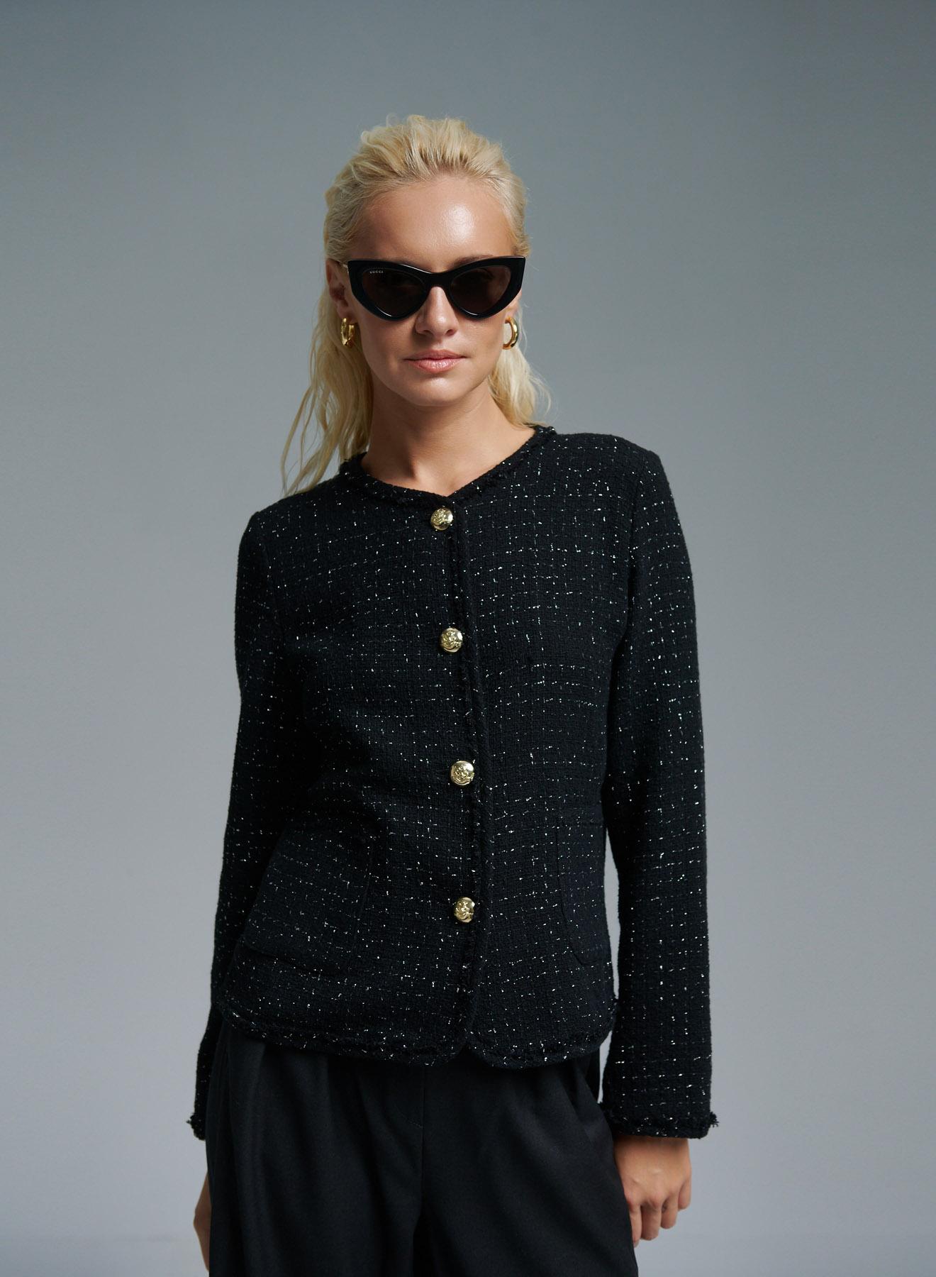 Black tweed Jacket with round neckline Emme Marella - 1